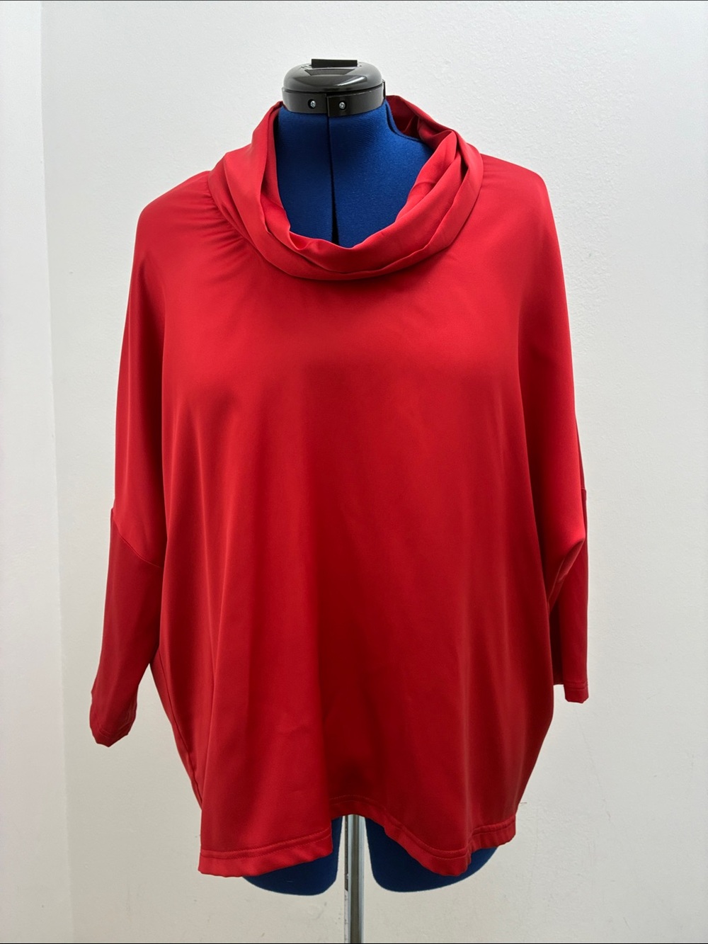 Relaxed Cowl Neck Tunic in Red